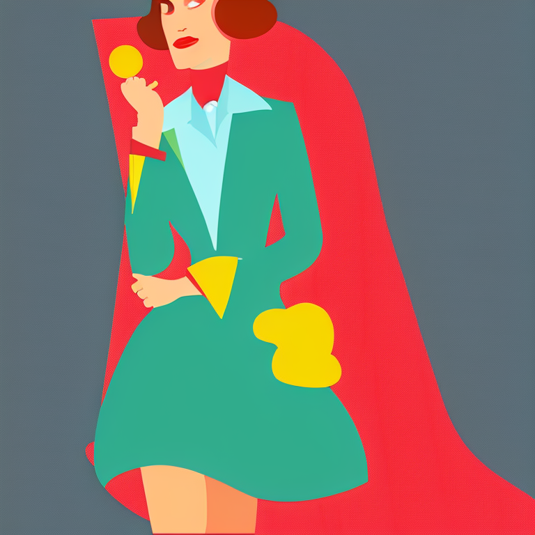 woman in 60s Flat Illustration style