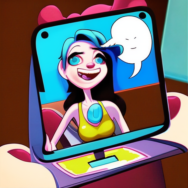 skype sexting in Cartoon style