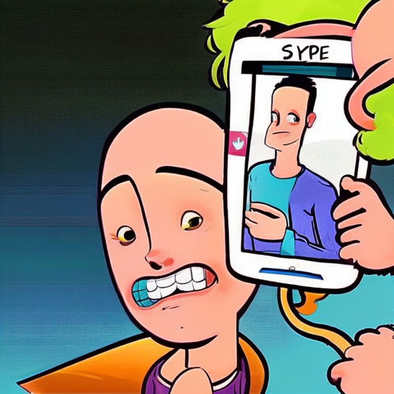 skype sexting in Cartoon style