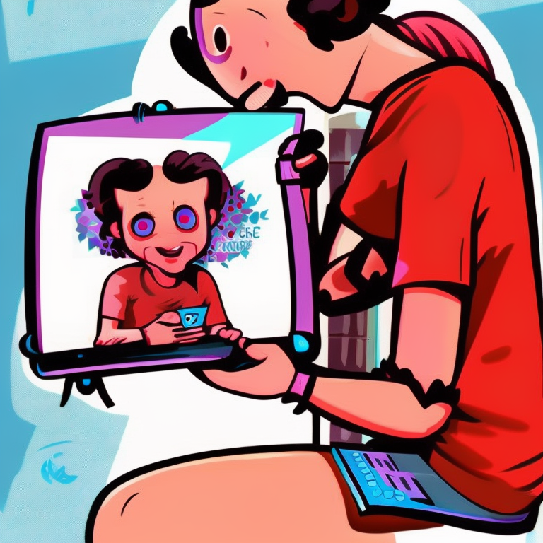 skype sexting in Cartoon style