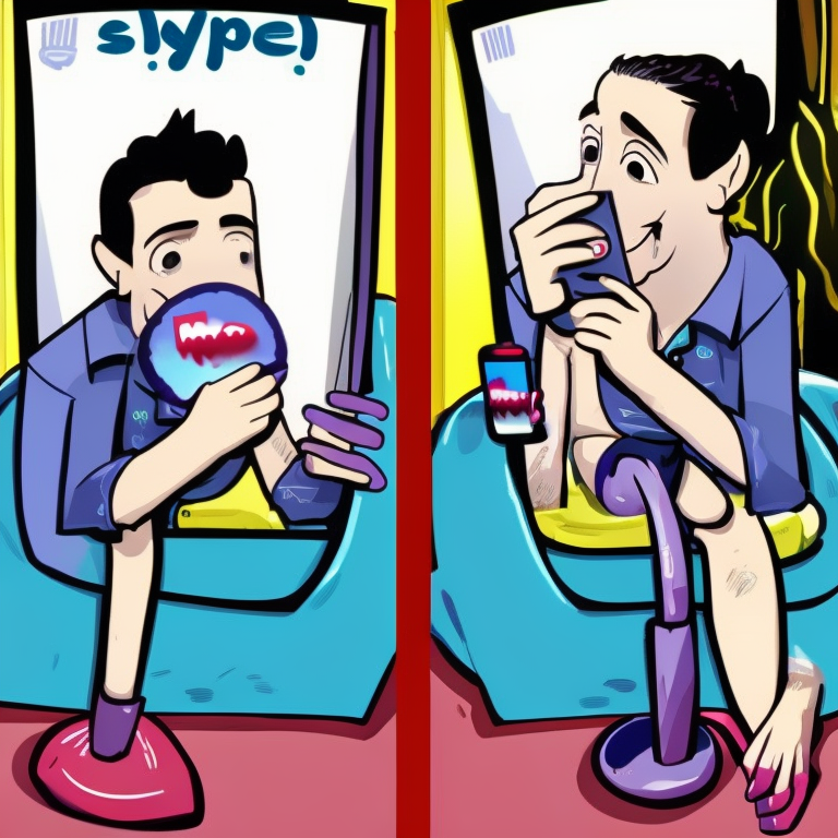 skype sexting in Cartoon style