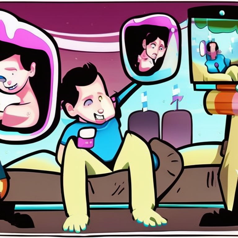 skype sexting in Cartoon style