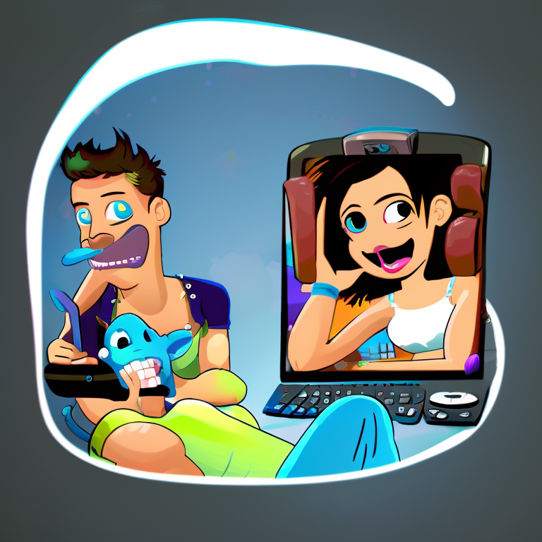 skype sexting in Cartoon style