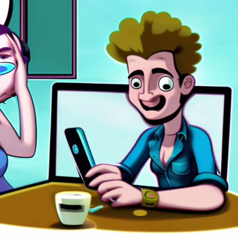 skype sexting in Cartoon style