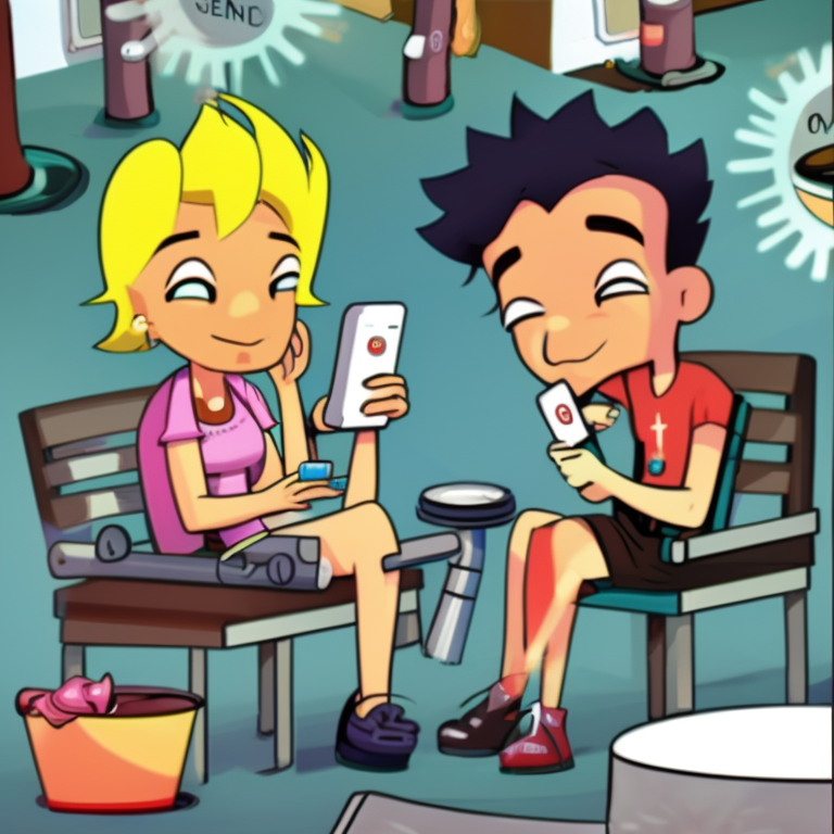 sexting in Cartoon style