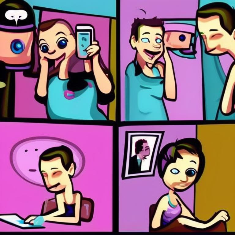 skype sexting in Cartoon style