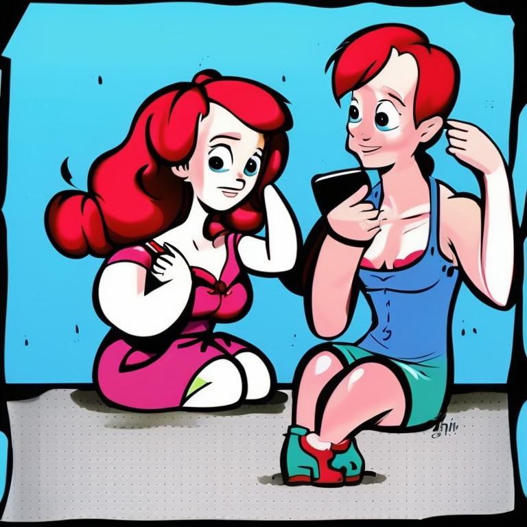 sexting in Cartoon style