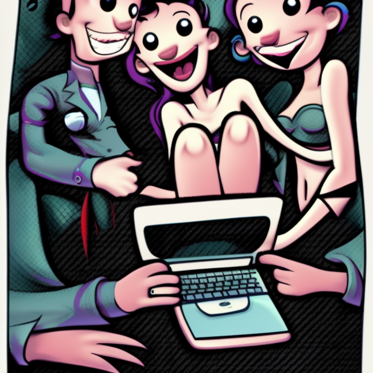 skype sexting in Cartoon style