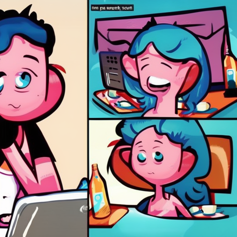 skype sexting in Cartoon style