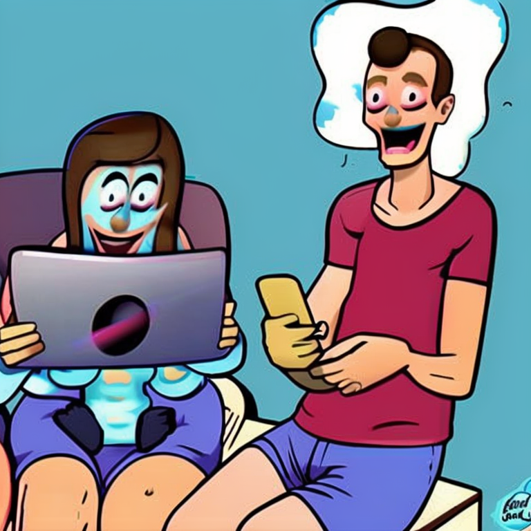 skype sexting in Cartoon style