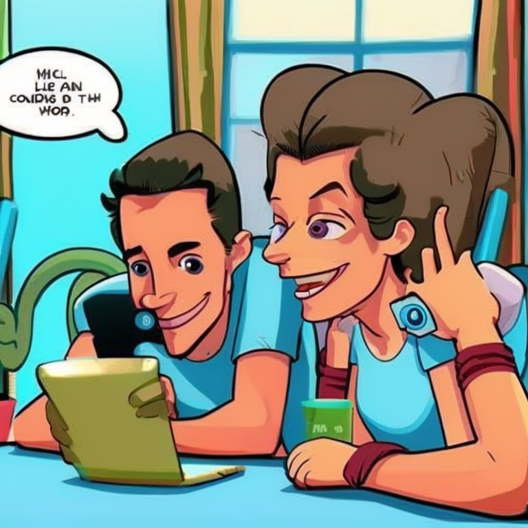 skype sexting in Cartoon style