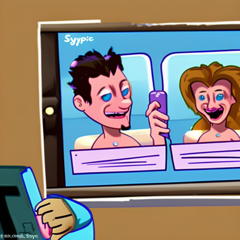 skype sexting in Cartoon style