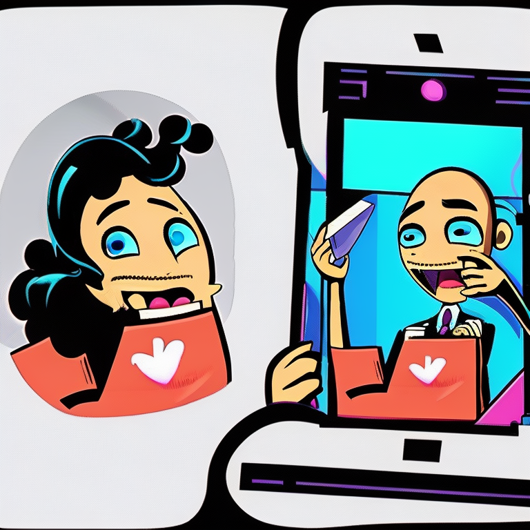 skype sexting in Cartoon style