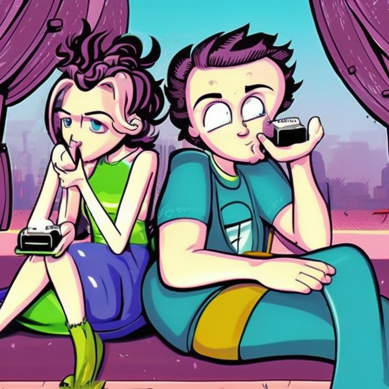 sexting in Cartoon style