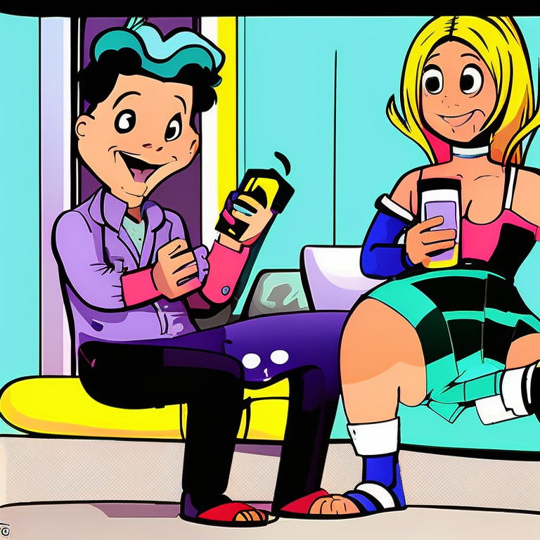 sexting in Cartoon style