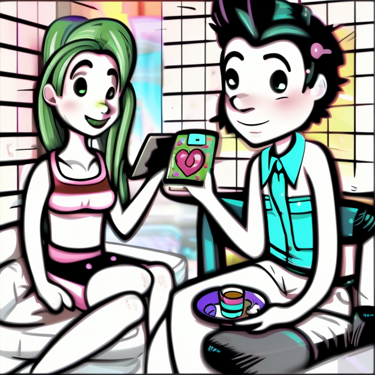 sexting chat in Cartoon style