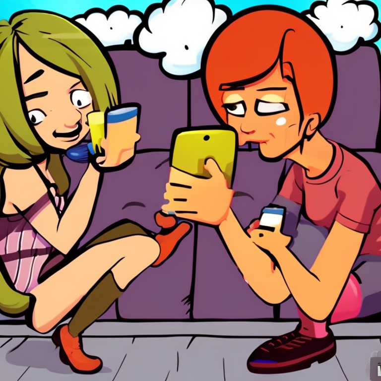 sexting in Cartoon style