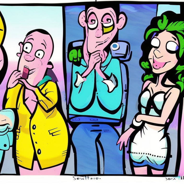 sexting in Cartoon style