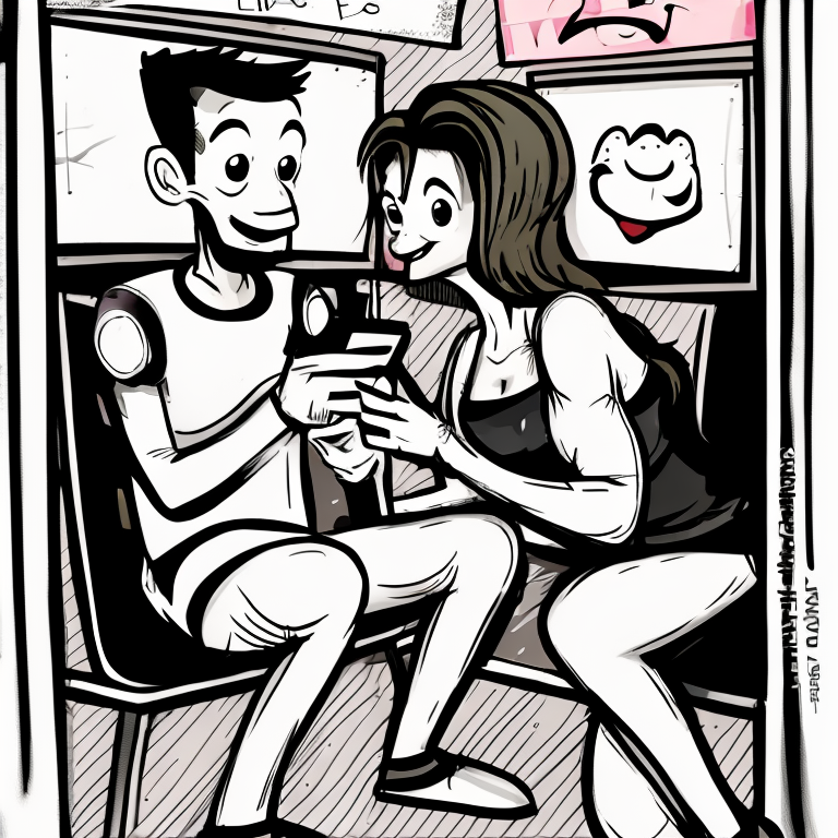 sexting in Cartoon style