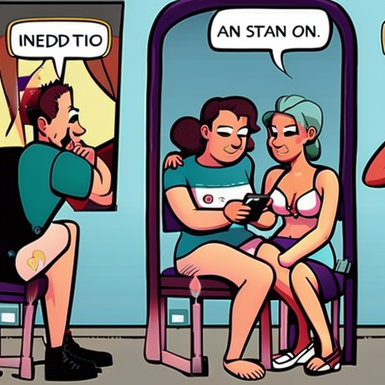 sexting in Cartoon style