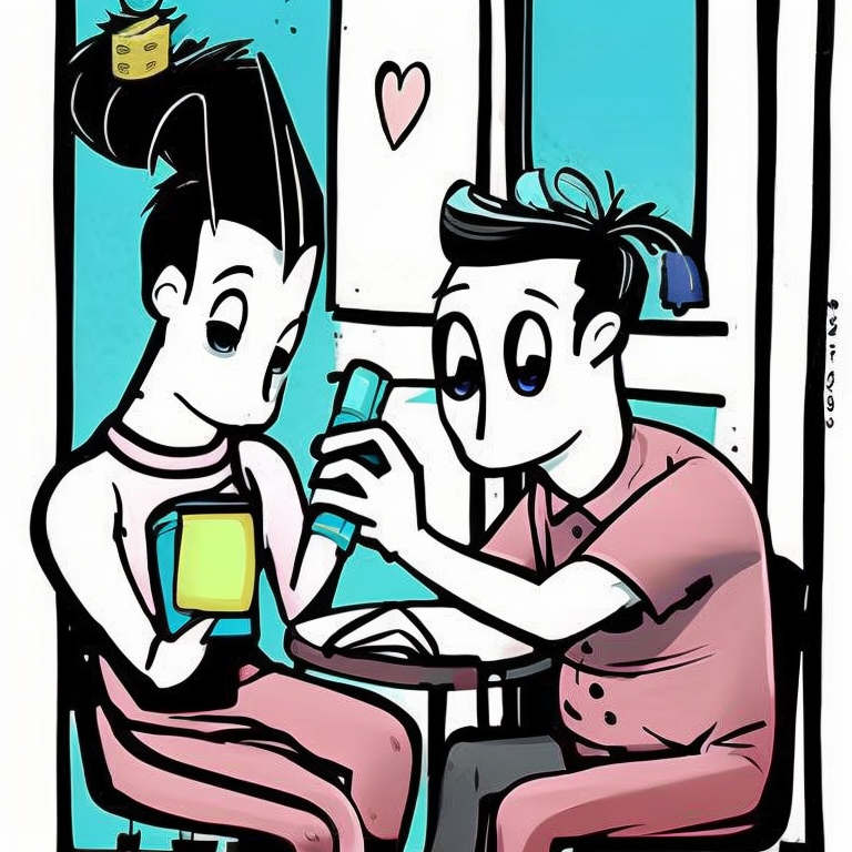 sexting in Cartoon style