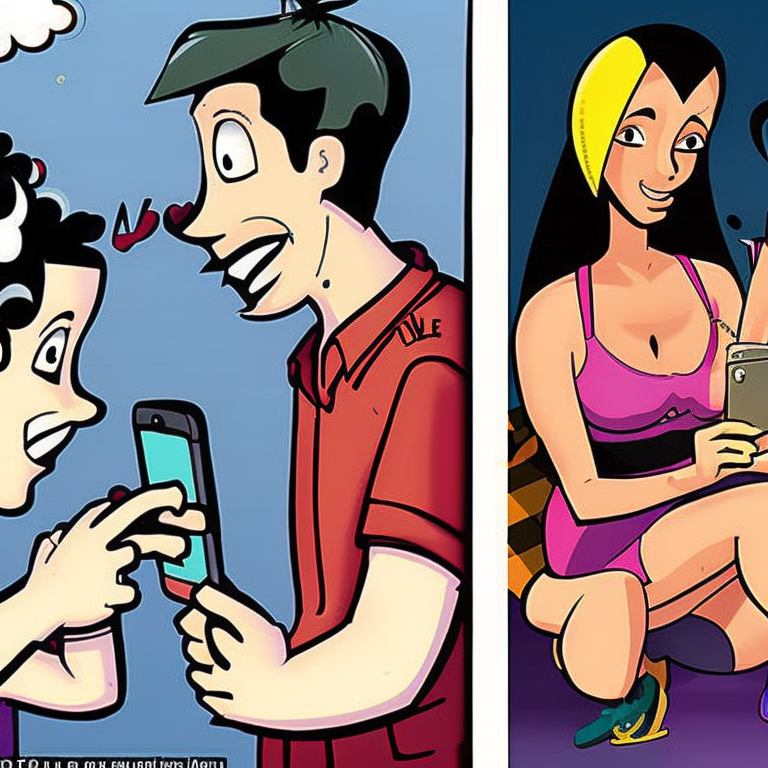 sexting in Cartoon style