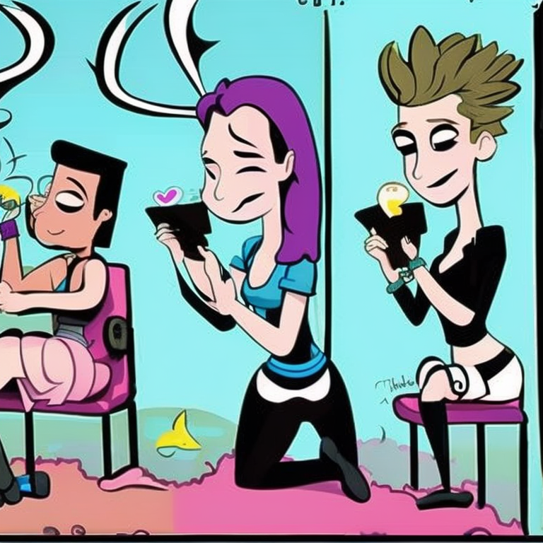 sexting in Cartoon style