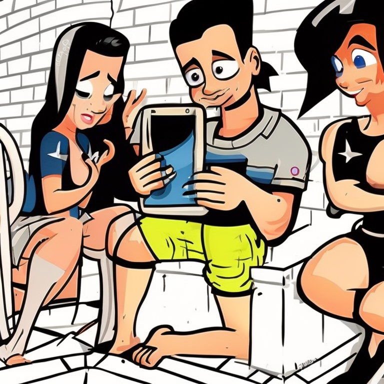 sexting in Cartoon style