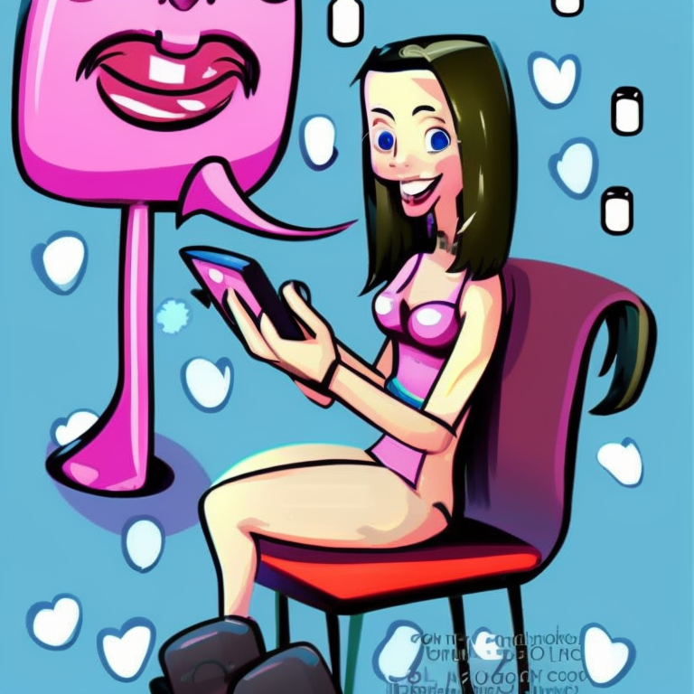 skype sexting in Cartoon style