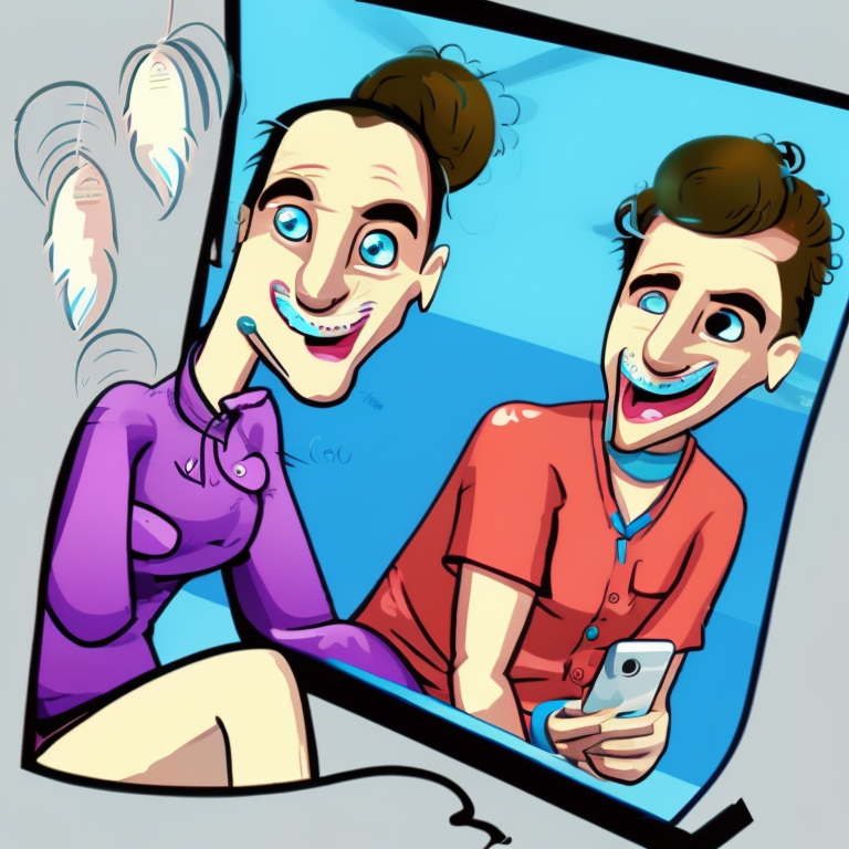 skype sexting in Cartoon style