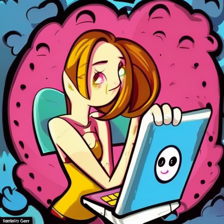 skype sexting in Cartoon style