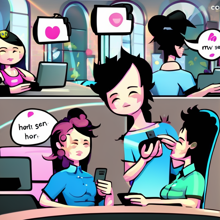 sexting chat in Cartoon style