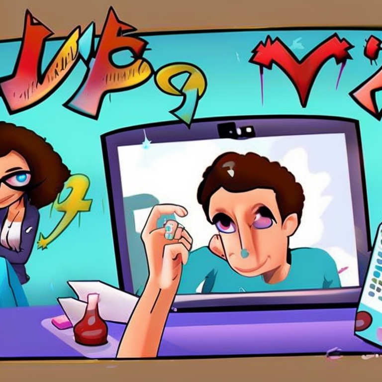 skype sexting in Cartoon style