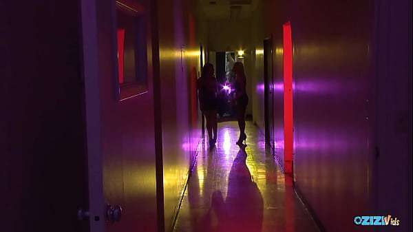 Although he is not the lead singer, he leads the blonde and brunette into his room for a raunchy threesome.