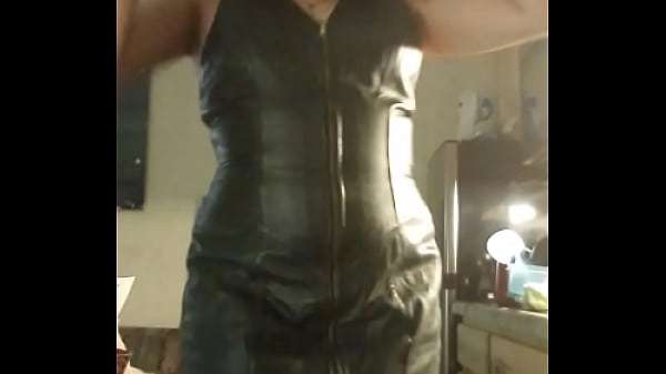 Alyssa856 Black Leather Dress Solo Dance
