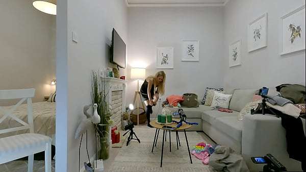 Big Ass Big Tits Blonde European Girl gives a Handjob to a Guy to Squeeze as much as Precum Possible from Him