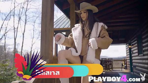 Big ass brunette cowgirl Eliana posing naked and revealed stunning natural body