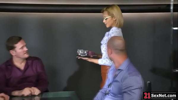 Big tits secretary dp fucked by boss during office meeting