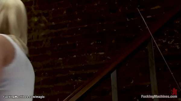 Blonde nanny caught fucking machine