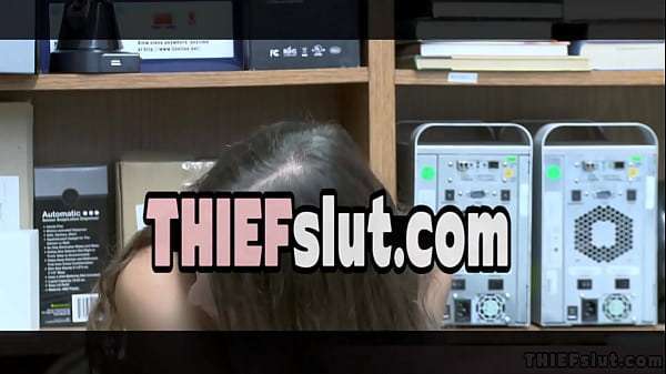 Cute Izzy Lush caught stealing and now she must offer her tiny pussy for the mall cop