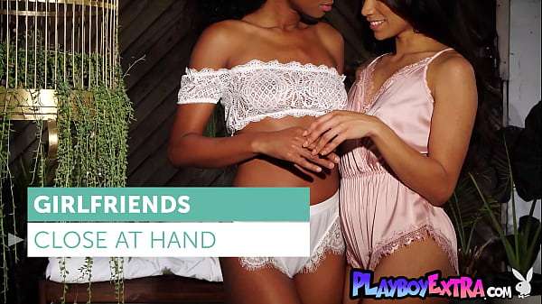 Ebony lesbian Jahla discovering her asian GFs Fatima Kojima tight body