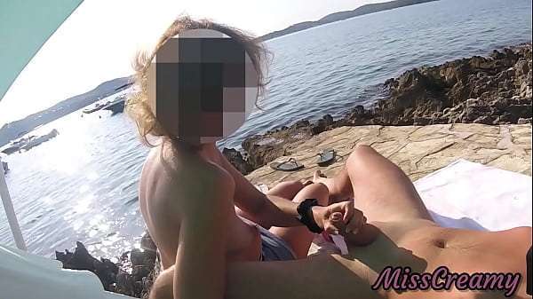 French Couple Amateur Stepmom Handjob On Public Nudist Beach In Greece To Her Stepson With Cumshot – MissCreamy