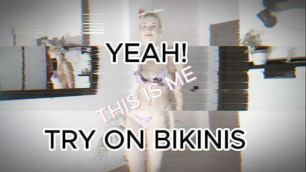 HORNY ROMANIAN BLONDE TRYING ON MINI BIKINIS