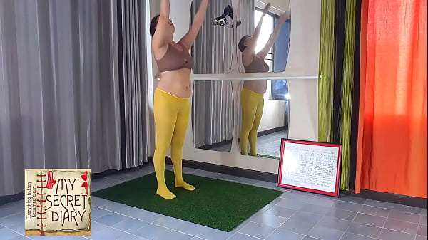 Nude yoga compilation. A woman in panties practices yoga in the gym. My Secret Diary. Long 5