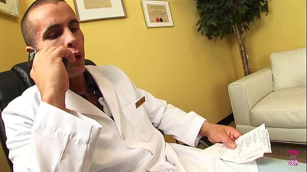 This brunette bitch wanted to see the doctor and he banged her on his couch