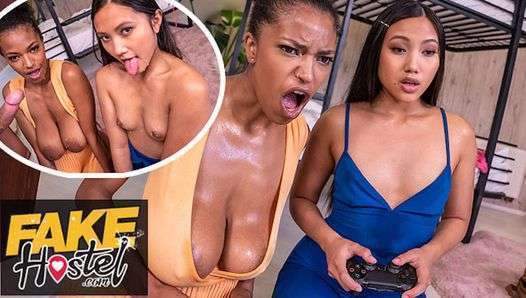 526px x 298px - Fake Hostel - Video Game Playing Asian Thai Girl And Ebony Latina College  Teens In Horny Threesome With Big Sweaty Tits - Porn Tube