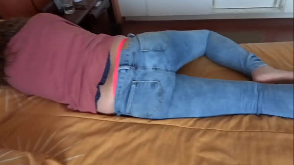 I finish masturbating and raise my jeans so my stepson can cum in my ass