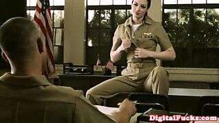 Petite military babe Stoya office demands oral from private