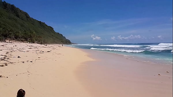 Naked YOGA n Banana Masturbation on Public Ocean Beach