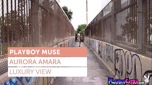 Petite small titted blonde muse Aurora Amara posing naked in the garden